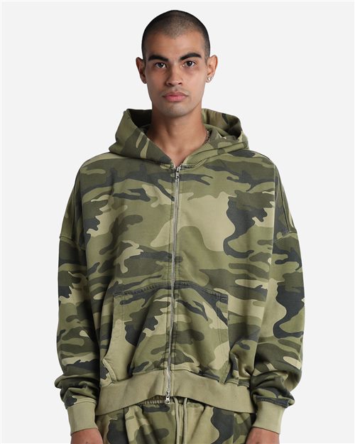 Shaka Wear Unisex Garment-Dyed Cropped Full-Zip Hooded Sweatshirt SHGCZ