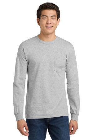 Gildan - Ultra Cotton 100% US Cotton Long Sleeve T-Shirt with Pocket. 2410