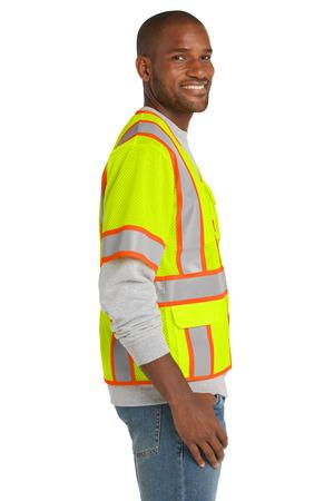 CornerStone ANSI 107 Class 3 Surveyor Mesh Zippered Two-Tone Short Sleeve Vest. CSV106