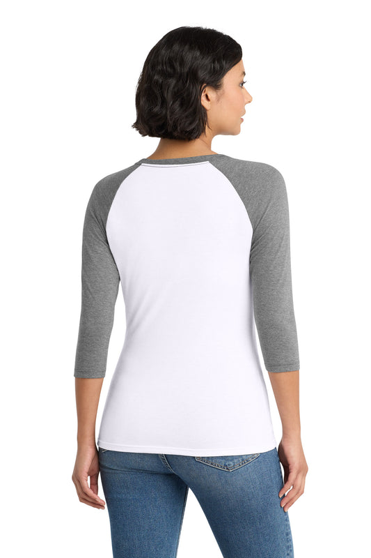 District Women's Perfect Tri 3/4-Sleeve Raglan. DM136L