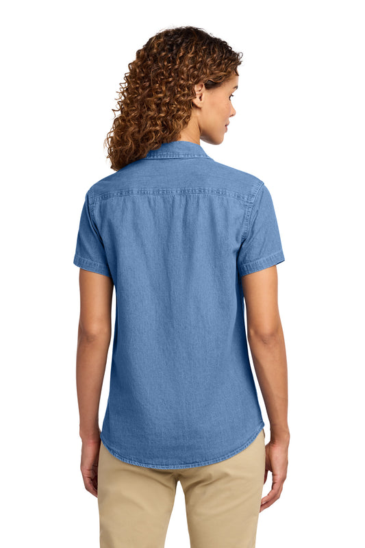 Port & Co Women's Short Sleeve Value Denim Shirt. LSP11