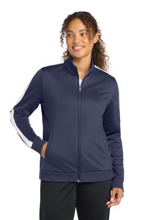 Sport-Tek Women's Tricot Sleeve Stripe Track Jacket. LST94