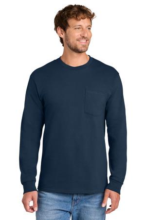 Port & Co Long Sleeve Essential Pocket Tee. PC61LSP