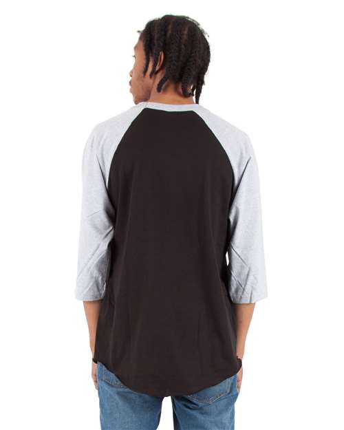 Shaka Wear Unisex Raglan Three-Quarter Sleeve T-Shirt SHRAG