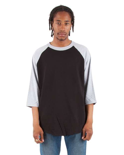 Shaka Wear Unisex Raglan Three-Quarter Sleeve T-Shirt SHRAG