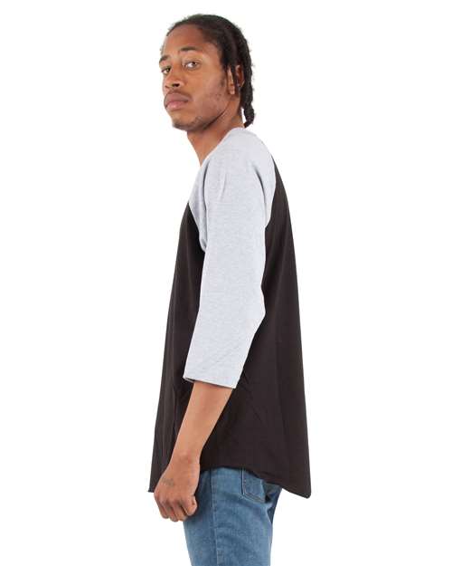Shaka Wear Unisex Raglan Three-Quarter Sleeve T-Shirt SHRAG