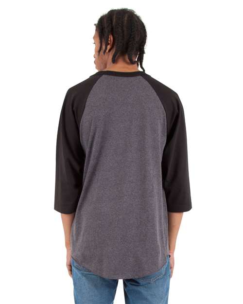 Shaka Wear Unisex Raglan Three-Quarter Sleeve T-Shirt SHRAG