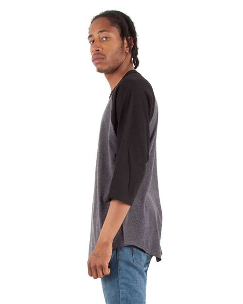 Shaka Wear Unisex Raglan Three-Quarter Sleeve T-Shirt SHRAG