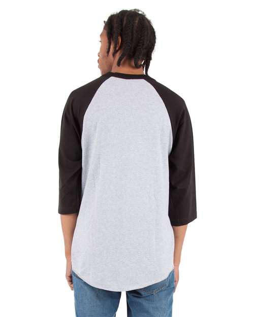 Shaka Wear Unisex Raglan Three-Quarter Sleeve T-Shirt SHRAG