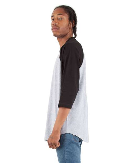 Shaka Wear Unisex Raglan Three-Quarter Sleeve T-Shirt SHRAG