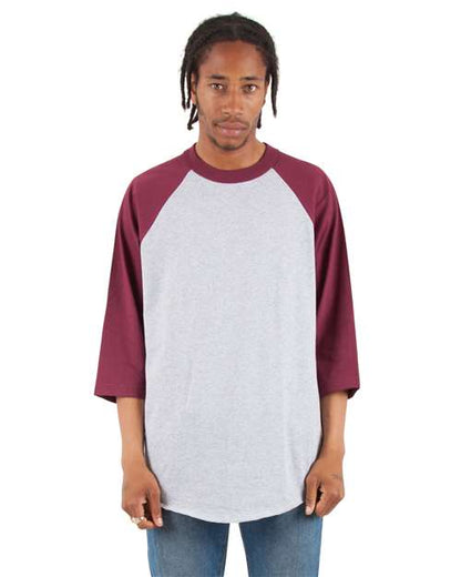 Shaka Wear Unisex Raglan Three-Quarter Sleeve T-Shirt SHRAG