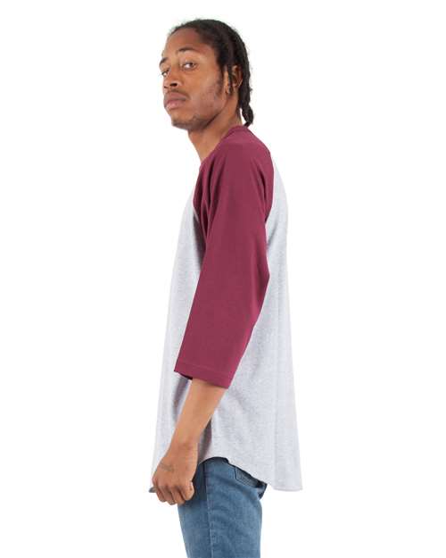 Shaka Wear Unisex Raglan Three-Quarter Sleeve T-Shirt SHRAG
