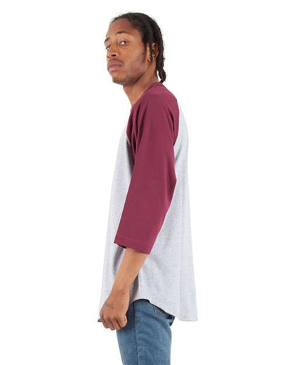 Shaka Wear Unisex Raglan Three-Quarter Sleeve T-Shirt SHRAG