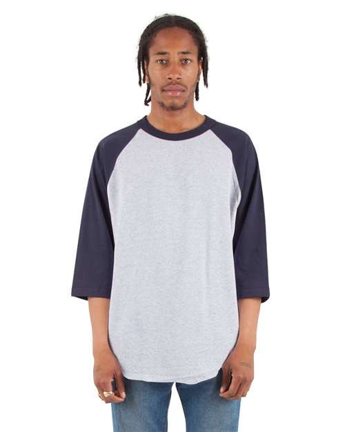 Shaka Wear Unisex Raglan Three-Quarter Sleeve T-Shirt SHRAG