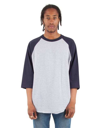 Shaka Wear Unisex Raglan Three-Quarter Sleeve T-Shirt SHRAG