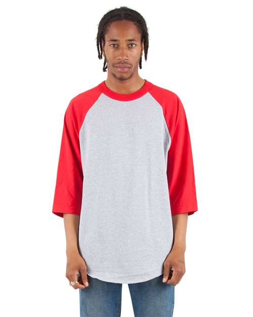 Shaka Wear Unisex Raglan Three-Quarter Sleeve T-Shirt SHRAG
