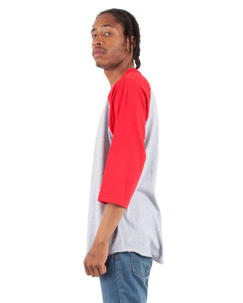 Shaka Wear Unisex Raglan Three-Quarter Sleeve T-Shirt SHRAG