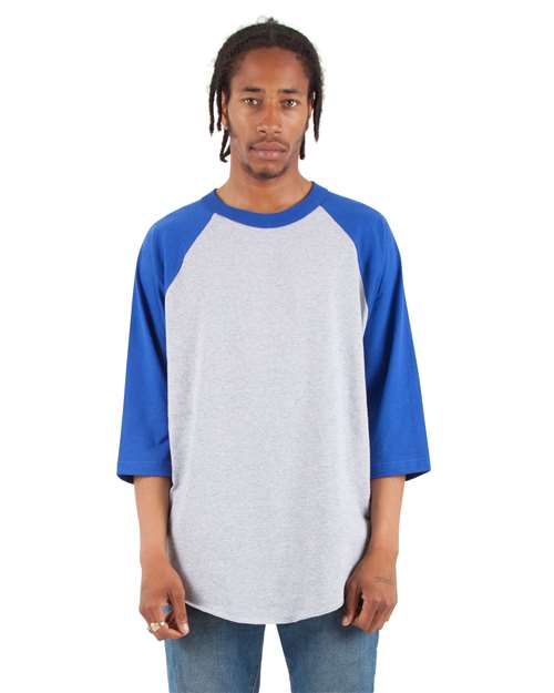 Shaka Wear Unisex Raglan Three-Quarter Sleeve T-Shirt SHRAG