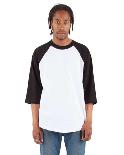 Shaka Wear Unisex Raglan Three-Quarter Sleeve T-Shirt SHRAG