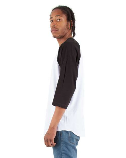 Shaka Wear Unisex Raglan Three-Quarter Sleeve T-Shirt SHRAG