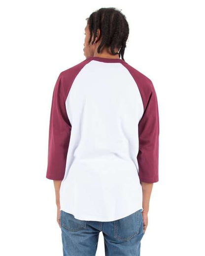 Shaka Wear Unisex Raglan Three-Quarter Sleeve T-Shirt SHRAG