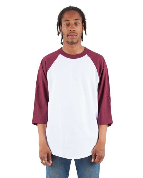 Shaka Wear Unisex Raglan Three-Quarter Sleeve T-Shirt SHRAG