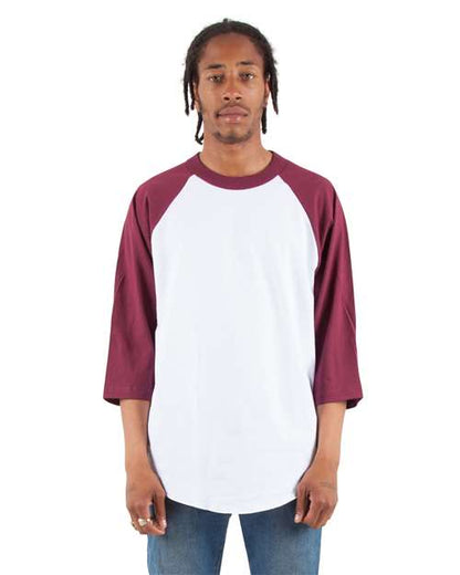 Shaka Wear Unisex Raglan Three-Quarter Sleeve T-Shirt SHRAG