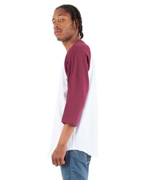 Shaka Wear Unisex Raglan Three-Quarter Sleeve T-Shirt SHRAG