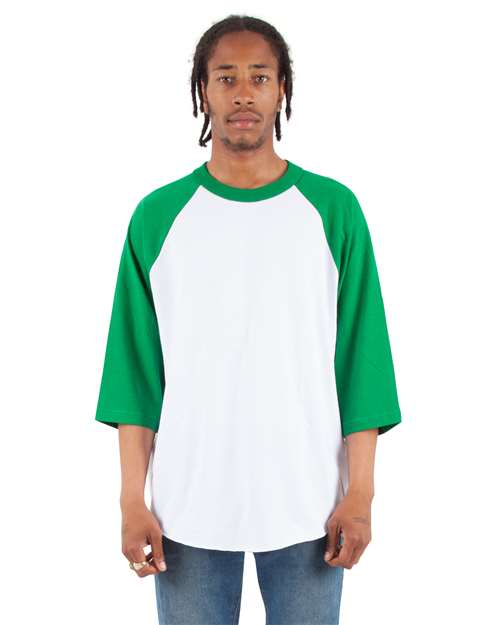 Shaka Wear Unisex Raglan Three-Quarter Sleeve T-Shirt SHRAG
