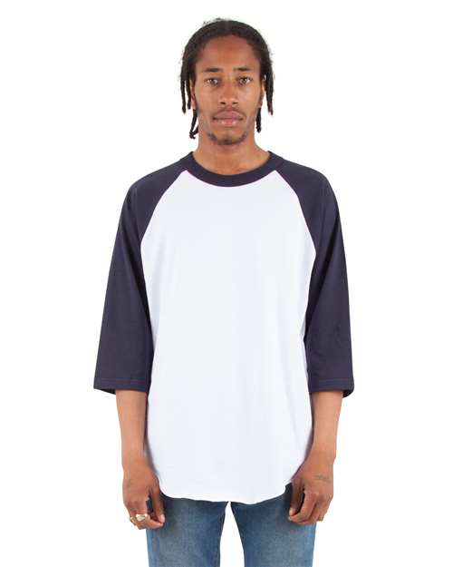 Shaka Wear Unisex Raglan Three-Quarter Sleeve T-Shirt SHRAG