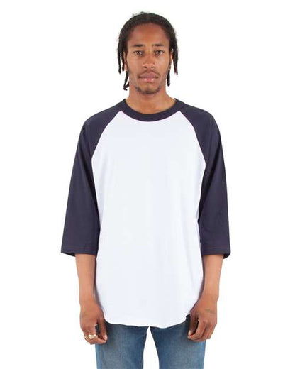 Shaka Wear Unisex Raglan Three-Quarter Sleeve T-Shirt SHRAG