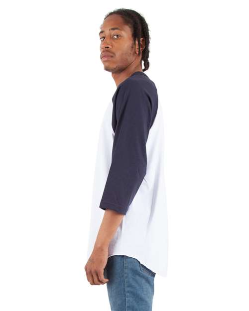 Shaka Wear Unisex Raglan Three-Quarter Sleeve T-Shirt SHRAG