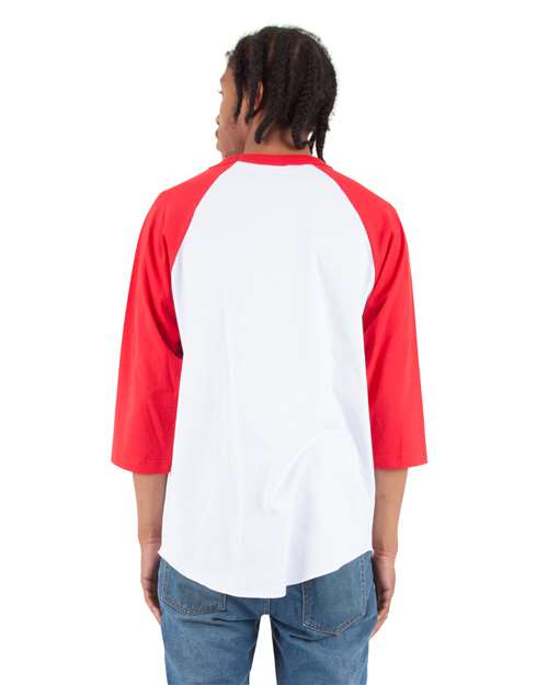 Shaka Wear Unisex Raglan Three-Quarter Sleeve T-Shirt SHRAG