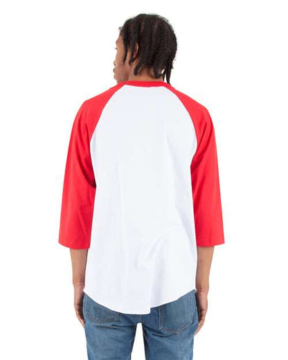 Shaka Wear Unisex Raglan Three-Quarter Sleeve T-Shirt SHRAG