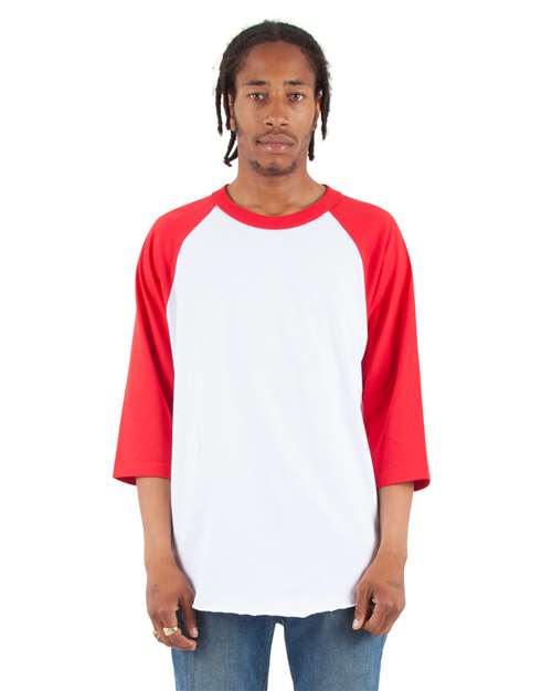 Shaka Wear Unisex Raglan Three-Quarter Sleeve T-Shirt SHRAG