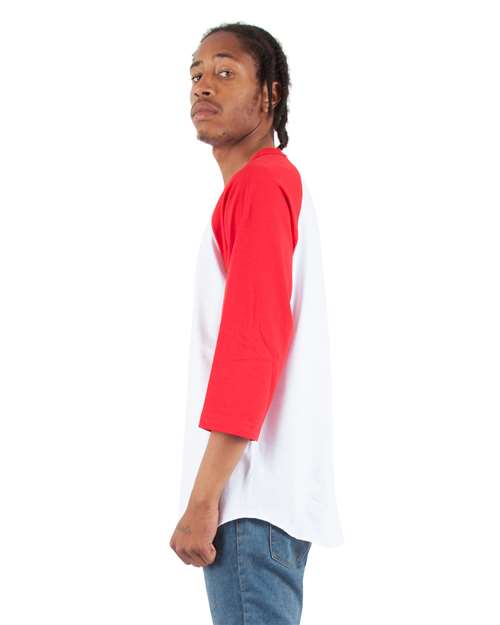 Shaka Wear Unisex Raglan Three-Quarter Sleeve T-Shirt SHRAG