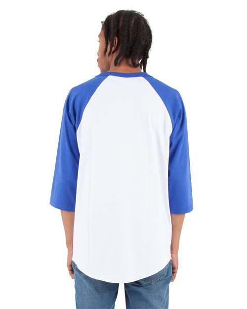 Shaka Wear Unisex Raglan Three-Quarter Sleeve T-Shirt SHRAG