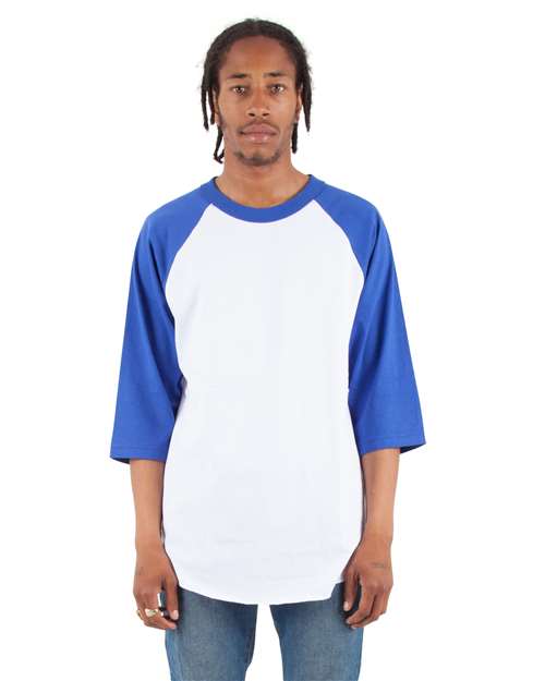 Shaka Wear Unisex Raglan Three-Quarter Sleeve T-Shirt SHRAG