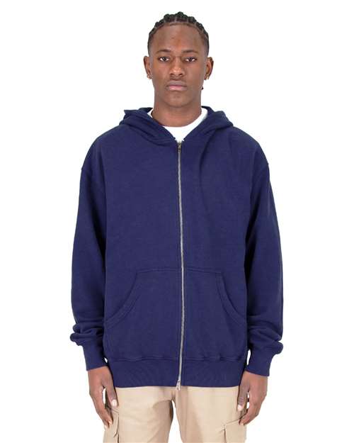 Shaka Wear Unisex Max Heavy Garment-Dyed Double-Zip Hooded Sweatshirt SHGDZ