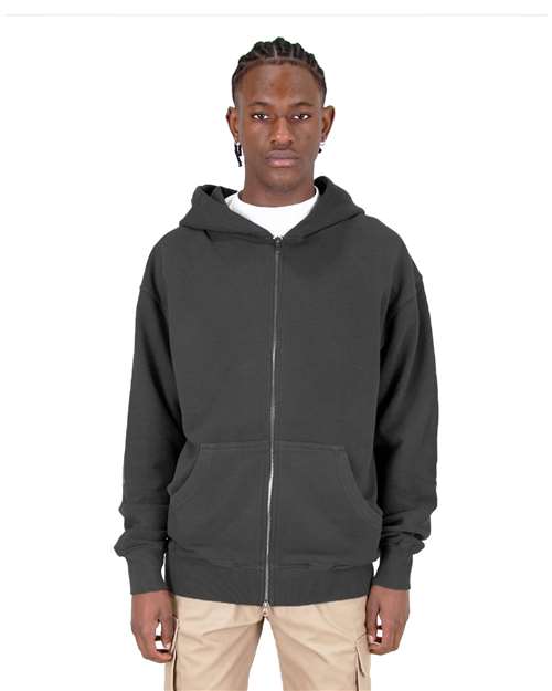 Shaka Wear Unisex Max Heavy Garment-Dyed Double-Zip Hooded Sweatshirt SHGDZ