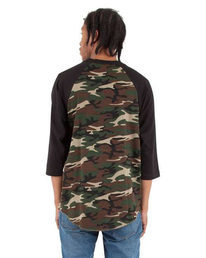 Shaka Wear Unisex Three-Quarter Sleeve Camo Raglan T-Shirt SHRAGCM