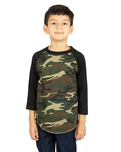Shaka Wear Youth Camo Raglan Tee SHRAGCY