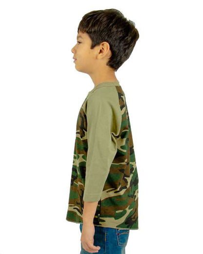 Shaka Wear Youth Three-Quarter Sleeve Camo Raglan T-Shirt SHRAGCY