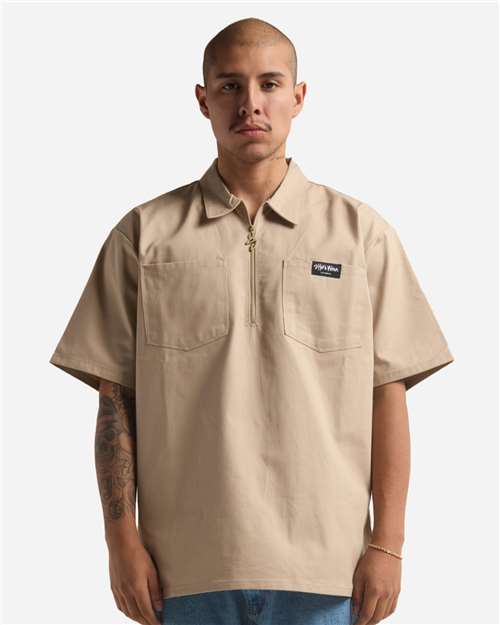 Shaka Wear Unisex Work Heavyweight Quarter-Zip Short Sleeve Shirt SHQZWS
