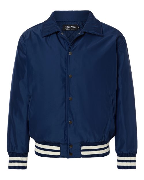 Shaka Wear Unisex Collared Varsity Jacket SHCVBJ
