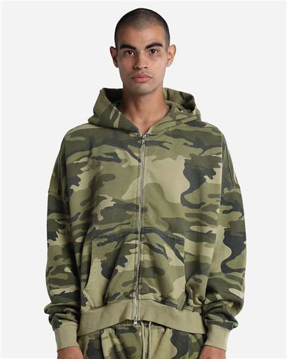 Shaka Wear Unisex Garment-Dyed Cropped Full-Zip Hooded Sweatshirt SHGCZ