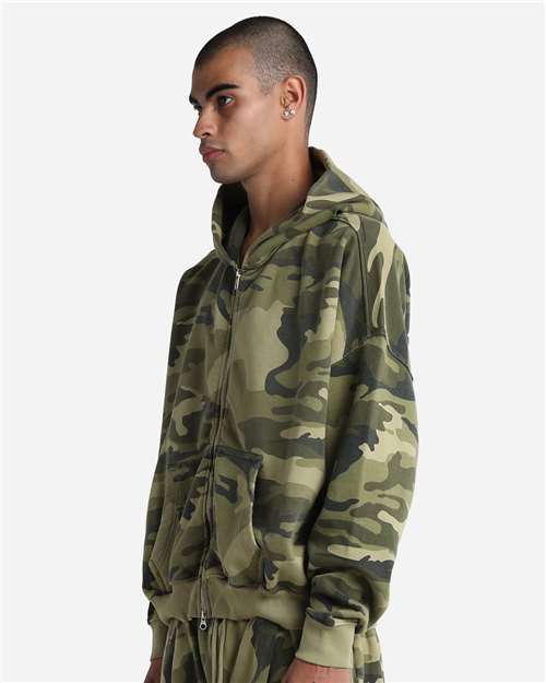 Shaka Wear Unisex Garment-Dyed Cropped Full-Zip Hooded Sweatshirt SHGCZ