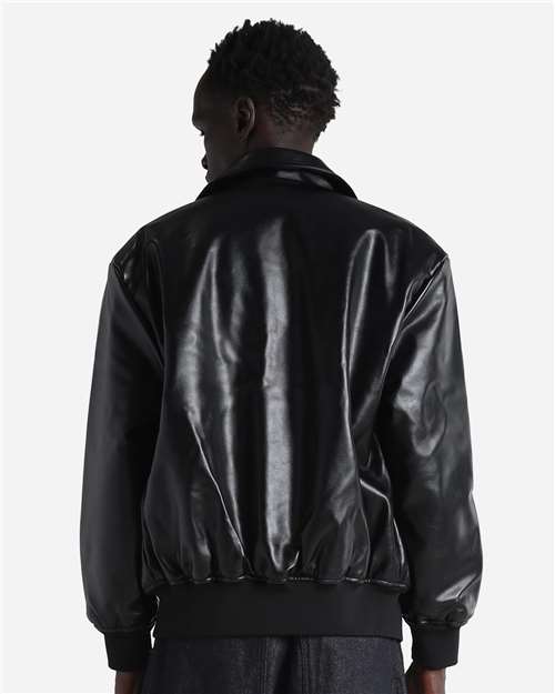 Shaka Wear Unisex PU Leather Collared Varsity Jacket SHPVB