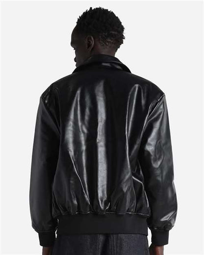 Shaka Wear Unisex PU Leather Collared Varsity Jacket SHPVB
