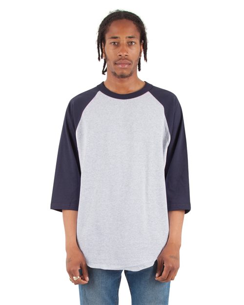 Shaka Wear Unisex Raglan Three-Quarter Sleeve T-Shirt SHRAG